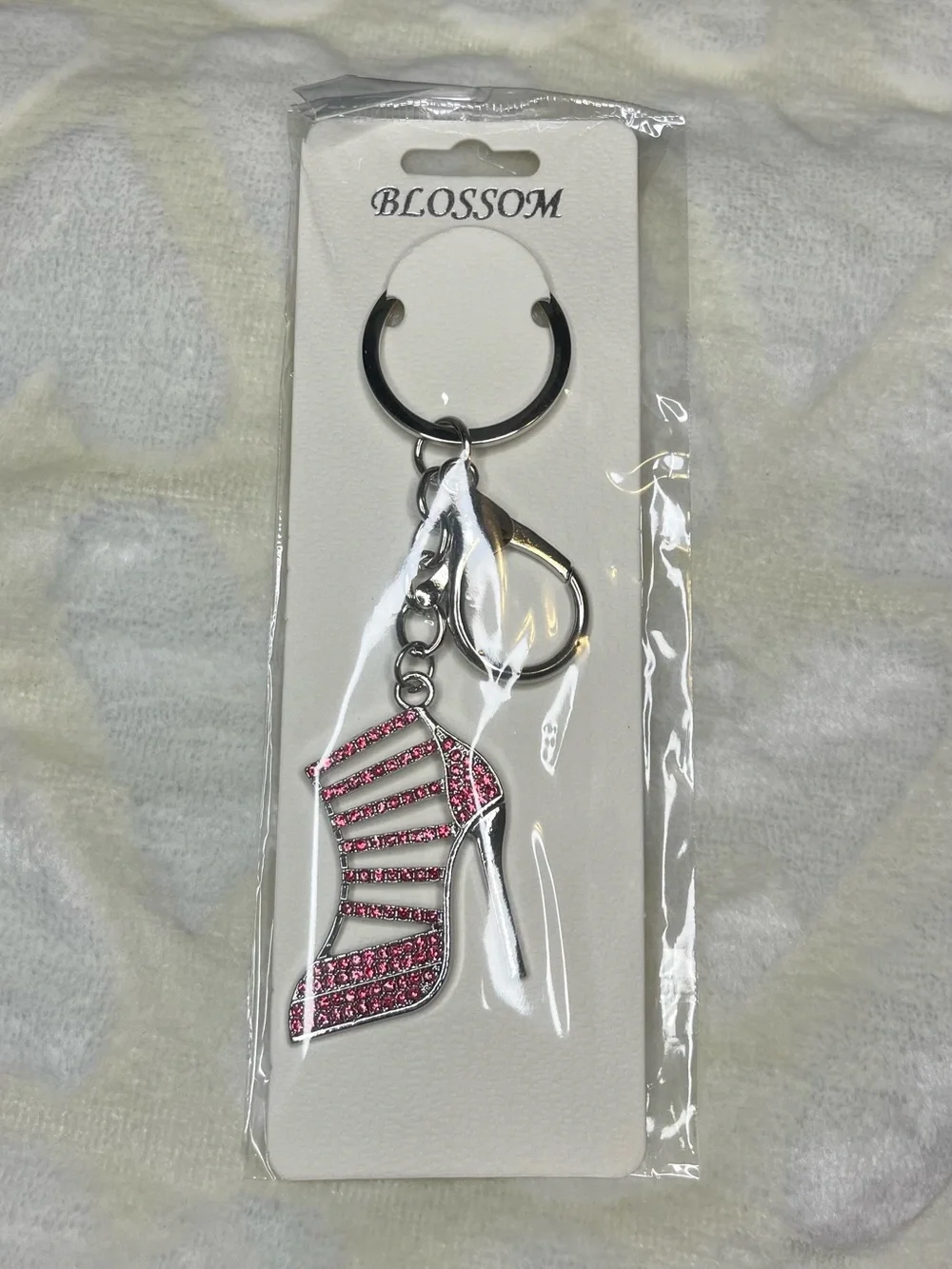 Blossom Pink Rhinestone High Heel Keychain